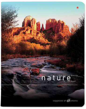 Тетрадь А5 48 л. АЛЬТ скоба, клетка, глянцевый лак, "Природа" (5 видов), 7-48-028