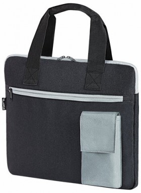 Сумка для документов STAFF DELEGATE на молнии, два кармана, полиэстер, черная/серая, 30х34х2 см, 272619