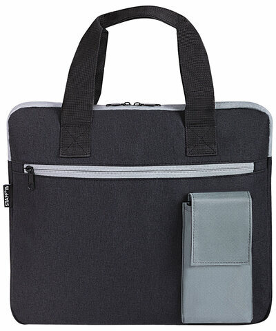 Сумка для документов STAFF DELEGATE на молнии, два кармана, полиэстер, черная/серая, 30х34х2 см, 272619