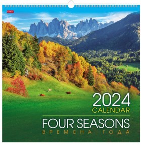 Календарь на гребне с ригелем на 2024 г., 45х45 см, КАРЕ, "Времена года", HATBER, 12Кнп3гр_29585