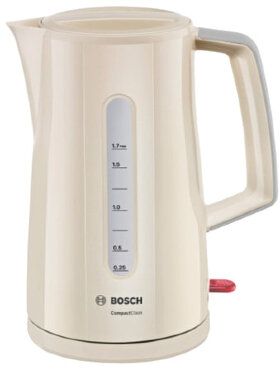 Чайник BOSCH TWK3A017, 1,7 л, 2400 Вт, закрытый нагревательный элемент, пластик, бежевый