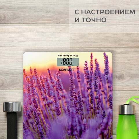 Весы напольные SCARLETT SC-BS33E047, электронные, вес до 180 кг, квадратные, стекло с рисунком