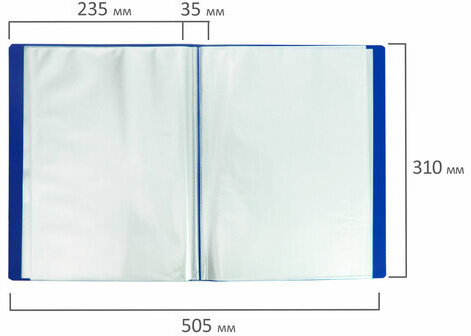 Папка 100 вкладышей BRAUBERG "Office", синяя, 0,8 мм, 222640