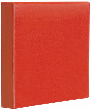 Папка на 4 кольцах с передним прозрачным карманом BRAUBERG, картон/ПВХ, 65 мм, красная, до 400 листов, 223531