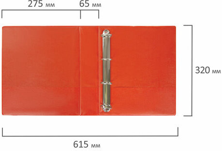 Папка на 4 кольцах с передним прозрачным карманом BRAUBERG, картон/ПВХ, 65 мм, красная, до 400 листов, 223531