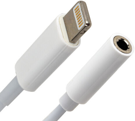 Переходник для наушников с iPhone LIGHTNING на AUX (MINI JACK 3.5 мм), SONNEN, 0,1 м, белый, 513565