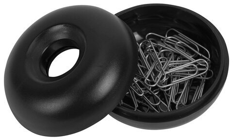 Скрепочница магнитная STAFF, прозрачный/черный корпус, 226825