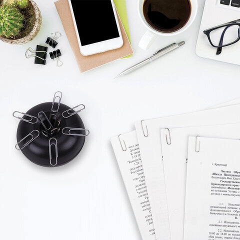 Скрепочница магнитная STAFF, прозрачный/черный корпус, 226825