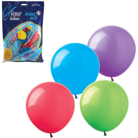 Шары воздушные 9" (23 см), комплект 100 шт., 12 пастельных цветов, в пакете, 1101-0023