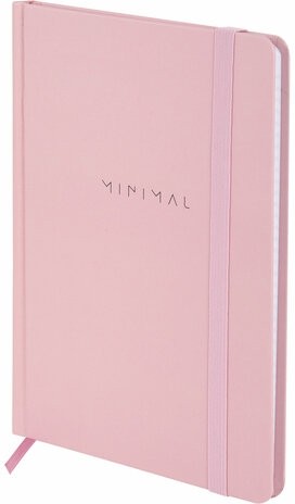 Блокнот с резинкой в клетку 96 л., А5 145х203 мм, твердая обложка, BRAUBERG, "Minimal", розовый, 116319