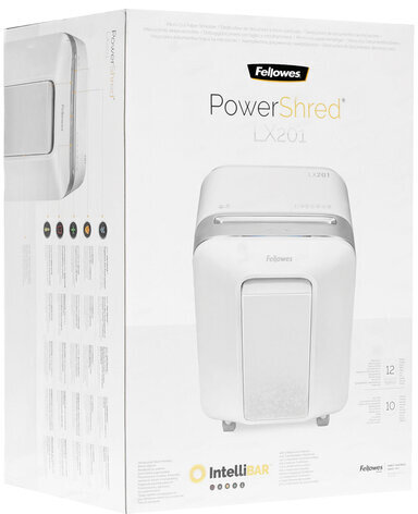 Уничтожитель (шредер) FELLOWES LX201, 5 уровень секретности, 2x12 мм, 12 листов, 22 л, белый, FS-50501