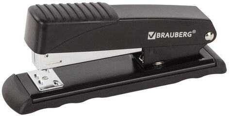 Степлер №24/6, 26/6 металлический BRAUBERG "Office", до 30 листов, черный, 228611