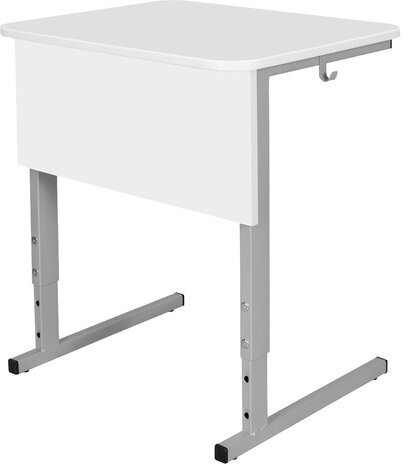 Стол-парта 1-местный регулируемый СУТ.54, 600х500х520-640 мм, рост 2-4, серый каркас, ЛДСП белая
