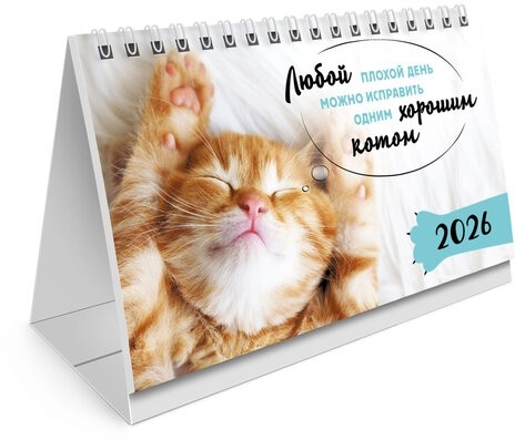 Календарь-домик настольный на гребне, 2026г, BRAUBERG, 160х110мм, 6 листов, Котики, 117296