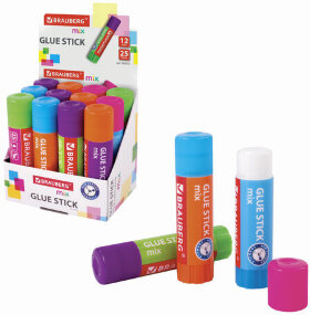 Клей-карандаш BRAUBERG MIX, 25 г, PVP основа, 229073