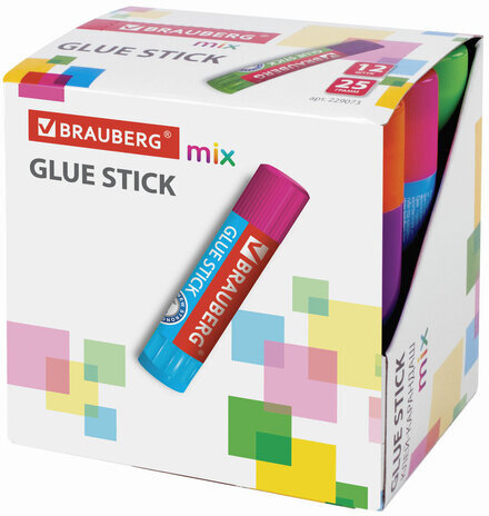 Клей-карандаш BRAUBERG MIX, 25 г, PVP основа, 229073