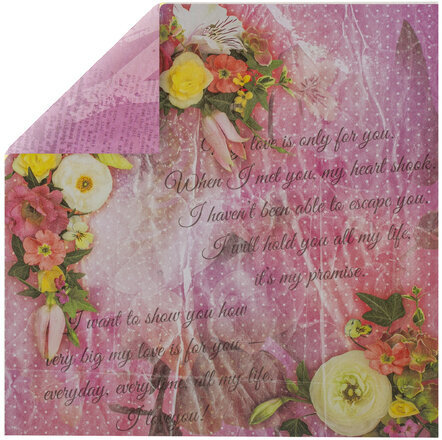 Бумага для скрапбукинга 15х15 см "Шебби-шик", двусторонняя, 12 листов, 12 дизайнов, 180 г/м2, ОСТРОВ СОКРОВИЩ, 662761