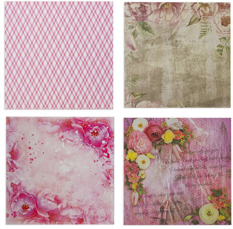 Бумага для скрапбукинга 15х15 см "Шебби-шик", двусторонняя, 12 листов, 12 дизайнов, 180 г/м2, ОСТРОВ СОКРОВИЩ, 662761