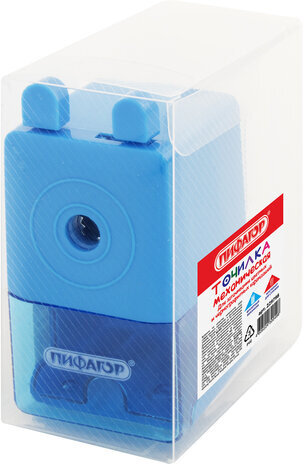 Точилка механическая ПИФАГОР "Study", корпус голубой, 229798