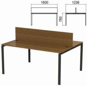 Стол письменный 2-МЕСТНЫЙ на металлокаркасе &quot;Арго&quot;, 1600х1236х760 мм, орех (КОМПЛЕКТ)