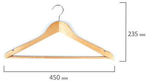Вешалки-плечики, размер 48-50, КОМПЛЕКТ 5 шт., деревянная, перекладина, цвет сосна, ЛЮБАША Эконом, 604895