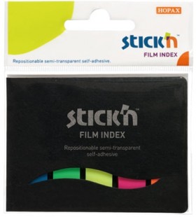 Закладки клейкие HOPAX НЕОНОВЫЕ, пластиковые, 12х45 мм, 5 цветов х 25 листов, в обложке, европодвес, 21076