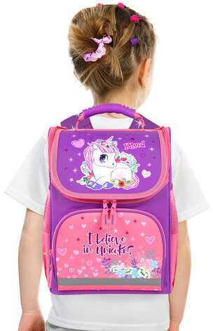 Ранец ПИФАГОР BASIC, 1 отделение, 3 кармана, эргономичная спинка, "Happy unicorn", 35х28х18 см, 271372