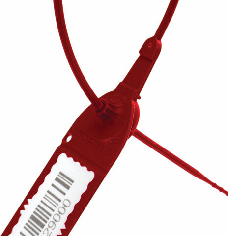 Пломбы пластиковые номерные АВАНГАРД, самофиксирующиеся, длина 220 мм, КРАСНЫЕ, КОМПЛЕКТ 1000 шт.