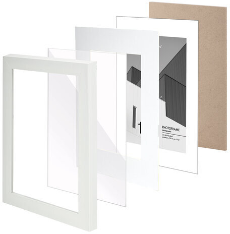 Рамка 15х21 см с паспарту 10х15 см небьющаяся, багет 20 мм пластик, BRAUBERG "New Age", белая, 391274