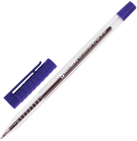 Ручка шариковая BRAUBERG "Flash", СИНЯЯ, корпус прозрачный, узел 0,7 мм, линия письма 0,35 мм, 141031