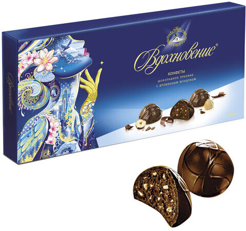 Конфеты шоколадные БАБАЕВСКИЙ "Вдохновение", шоколадное пралине с дробленым фундуком, 400 г, ББ00055