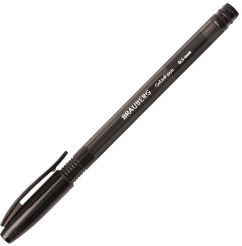 Ручка гелевая BRAUBERG "Income", ЧЕРНАЯ, корпус тонированный, игольчатый узел 0,5 мм, линия письма 0,35 мм, 141517