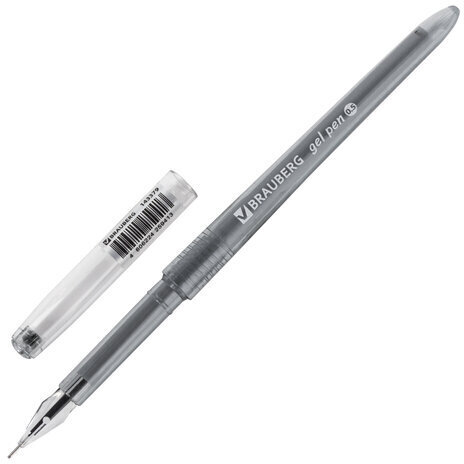 Ручка гелевая BRAUBERG DIAMOND, ЧЕРНАЯ, игольчатый узел 0,5 мм, линия письма 0,25 мм, 143379