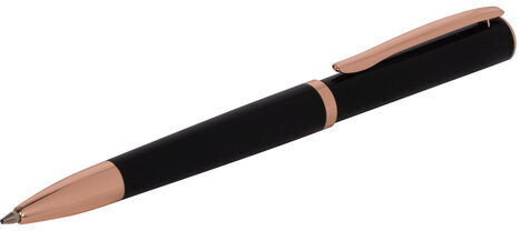 Ручка подарочная шариковая GALANT "PUNCTUM BLACK", корпус черный, детали розовое золото, узел 0,7 мм, синяя, 143514