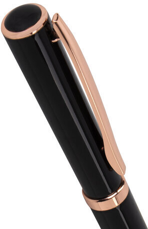 Ручка подарочная шариковая GALANT "PUNCTUM BLACK", корпус черный, детали розовое золото, узел 0,7 мм, синяя, 143514