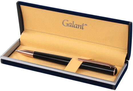 Ручка подарочная шариковая GALANT "PUNCTUM BLACK", корпус черный, детали розовое золото, узел 0,7 мм, синяя, 143514