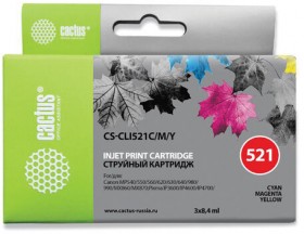 Картридж струйный CACTUS (CS-CLI521C/M/Y) для CANON Pixma MP540/630/980, комплект 3 цвета