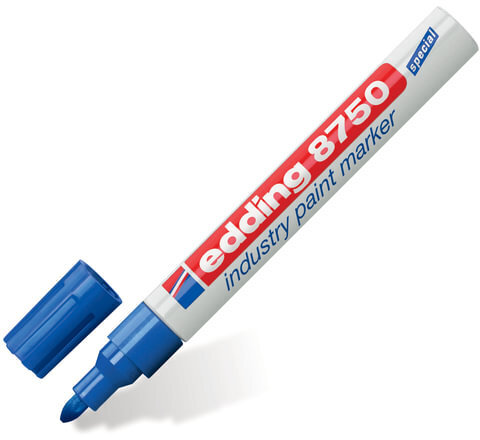 Маркер-краска лаковый (paint marker) EDDING "8750", СИНИЙ, 2-4 мм, круглый наконечник, алюминиевый корпус, E-8750/3