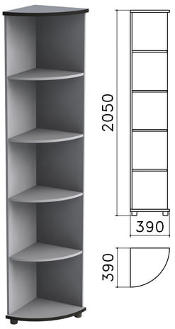 Шкаф (стеллаж) угловой &quot;Монолит&quot;, 390х390х2050 мм, 4 полки, цвет серый, УМ46.11