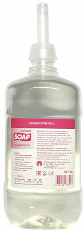 Картридж с жидким мылом-гелем одноразовый (Система S1) &quot;Мягкое&quot;, 1 л, ФЛОРОДЕЛЬ, 3023