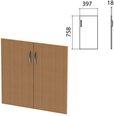 Дверь ЛДСП низкая "Этюд", комплект 2 шт., 397х18х758 мм, бук бавария, 400006-55