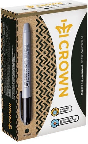 Маркер перманентный CROWN "Multi Marker Slim", ЧЕРНЫЙ, круглый наконечник, 2 мм, P-505