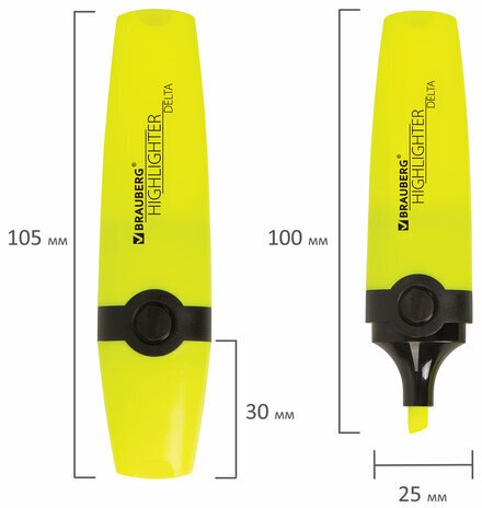 Набор текстовыделителей BRAUBERG 2 шт., ЖЕЛТЫЙ/РОЗОВЫЙ, "DELTA", линия 1-5 мм, 151726