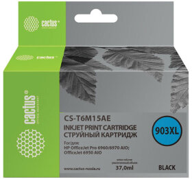 Картридж струйный CACTUS (CS-T6M15AE) для HP OfficeJet Pro 6950/6960/6970, черный