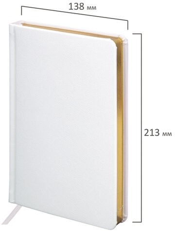 Ежедневник недатированный А5 138х213 мм, BRAUBERG "Iguana", под кожу, 160 л., белый, 114458