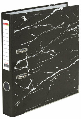 Папка-регистратор STAFF &quot;Profit&quot; с мраморным покрытием, 50 мм, с уголком, черная, СЪЕМНЫЙ МЕХАНИЗМ, 272008