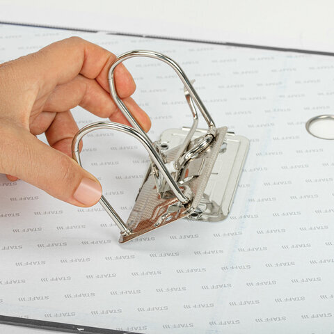 Папка-регистратор STAFF "Profit" с мраморным покрытием, 50 мм, с уголком, черная, СЪЕМНЫЙ МЕХАНИЗМ, 272008