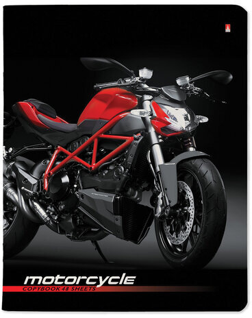 Тетрадь А5 48 л. АЛЬТ скоба, клетка, глянцевый лак, "Спортивные мотоциклы" (5 видов), 7-48-844