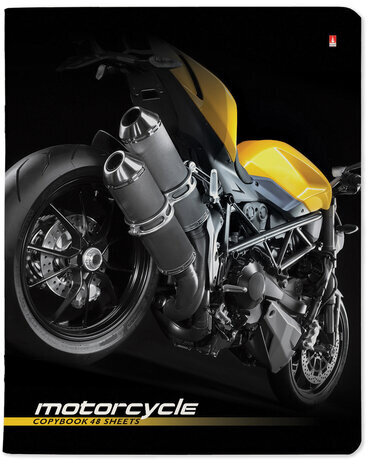 Тетрадь А5 48 л. АЛЬТ скоба, клетка, глянцевый лак, "Спортивные мотоциклы" (5 видов), 7-48-844