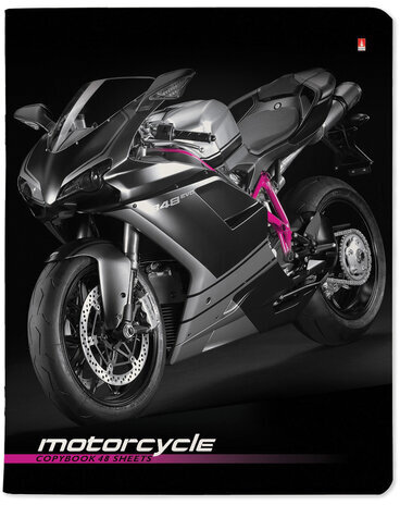 Тетрадь А5 48 л. АЛЬТ скоба, клетка, глянцевый лак, "Спортивные мотоциклы" (5 видов), 7-48-844